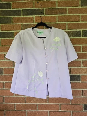 Blazer para mujer Sara Morgan for Haband PM lila bordado flor núcleo de cabaña Foto 1 de 4