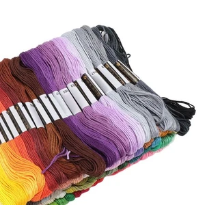100 Skeins Embroidery Thread Polyester 6 Strands Bright Rich Colors Multi Kit - Picture 1 of 12