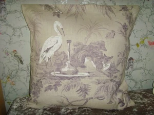 MADE IN SANDERSON aesops fables FOX HERON LINEN CUSHION COVER FOR 16in BEIGE - Picture 1 of 4