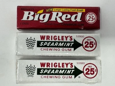 VTG 3 GUM Packs 2 WRIGLEYS and 1 BIG RED 25 Cents SEALED Collectible Candy Lot - Image 1 of 4