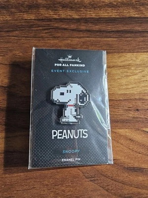 NYCC 2025 Hallmark Peanuts Snoopy PXL8 ENAMEL PIN In Hand Unopened NEW - Image 1 of 2