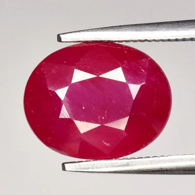💎 Rubí rojo ovalado de 3,59 quilates 10x8 mm - Piedra preciosa de África llena de vidrio térmico Foto 1 de 4