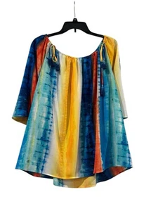 Women’s Rafaella Multicolored Tie Dye Tunic Top: Size M - Picture 1 of 6