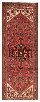 Alfombra de corredor tradicional oriental de lana 3'5" x 9'5" vintage anudada a mano Foto 1 de 4