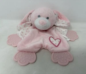 Poundland Puppy Dog Teether Teddy Bear Pink Heart Comforter Soft Toy (L10) Plush - Picture 1 of 4