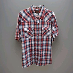 Camicia uomo Plains Western Wear manica corta perla scatto davanti 2X quadri - Foto 1 di 6