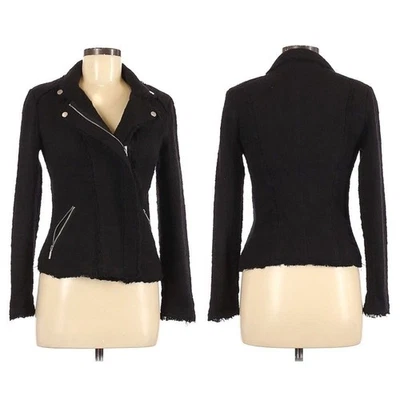 Chaqueta James Perse para mujer negra tweed Boucle moto flecos talla 2 - mediana Foto 1 de 4