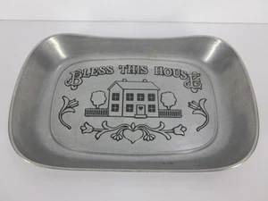 WILTON ARMETALE  "Bless This House" Tray 11” X 7” Metal Serve ware Oven Safe - Picture 1 of 3