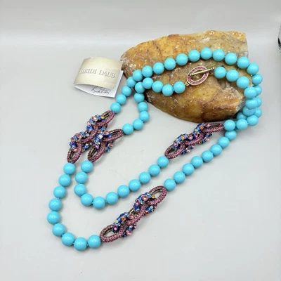 Collar largo de cuentas turquesa Heidi Daus con eslabones de cristal multicolor palanca Foto 1 de 4
