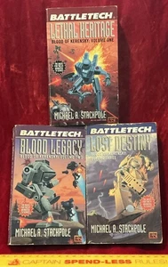 LOT OF 3 BATTLETECH NOVELS BLOOD OF KERENSKY COMPLETE SAGA MICHAEL STACKPOLE VGC - Picture 1 of 4