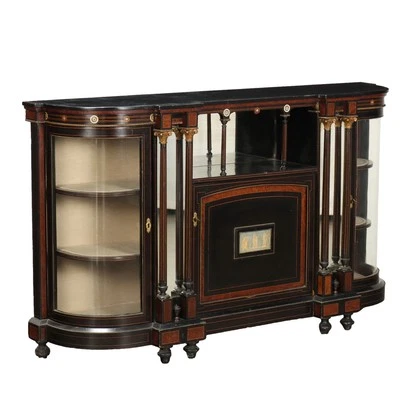 Ancient British Cupboard '900 Ebonized Wood Decorated Bronze - Image 1 of 4