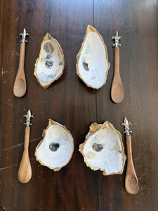 NEU Natürlicher Austern Salz und Pfeffer Keller mit Fleur Di Lis Löffel - Bild 1 von 4