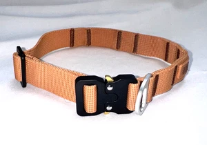 SÄKER Tactical Dog Collar Adjustable Medium Tan New Heavy Duty Metal Buckle - Picture 1 of 6