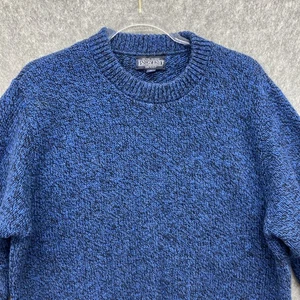 Lands End Wollmischung Rundhalsausschnitt Pullover Herren Large blau schwarz meliert USA - Bild 1 von 6