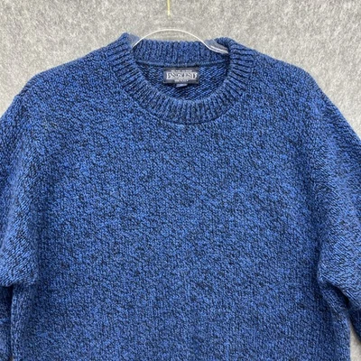 Lands End Wool Blend Crew Neck Sweater Mens Large Blue Black Heather USA - Image 1 of 4
