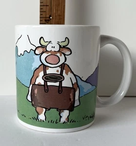Leendert Jan Vis Crazy Mug in German Verruckte Tasse Cow in Lederhose & Gopher - Bild 1 von 4