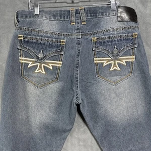 Xtreme Couture by Affliction Denim Jeans Cross Embroidered Blue Sz 34X31.5 - Picture 1 of 11