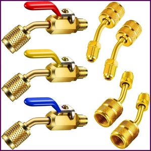 7PCS Air Conditioning Refrigerant Angled Compact Ball Valve 1/4 HVAC - Picture 1 of 7