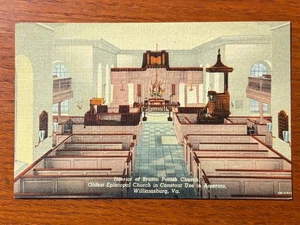Williamsburg VA-Virginia Innenraum der Bruton Pfarrkirche Vintage Postkarte - Bild 1 von 2
