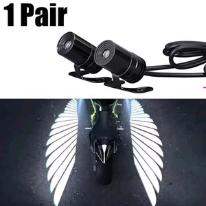 1Pair Motorcycle LED Angel Wings Projector Welcome Lights Atmosphere Lamps Decor - Picture 1 of 13