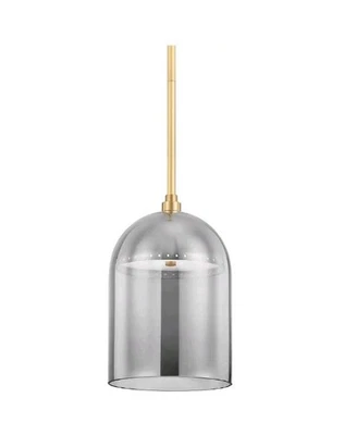 Hudson Valley Lighting Dorval 9" Wide LED Mini Pendant Aged Brass Smoked Glass - Image 1 of 3