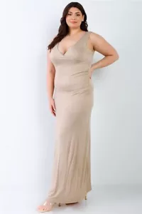 Plus V-neck Sleeveless Maxi Dress - Picture 1 of 3