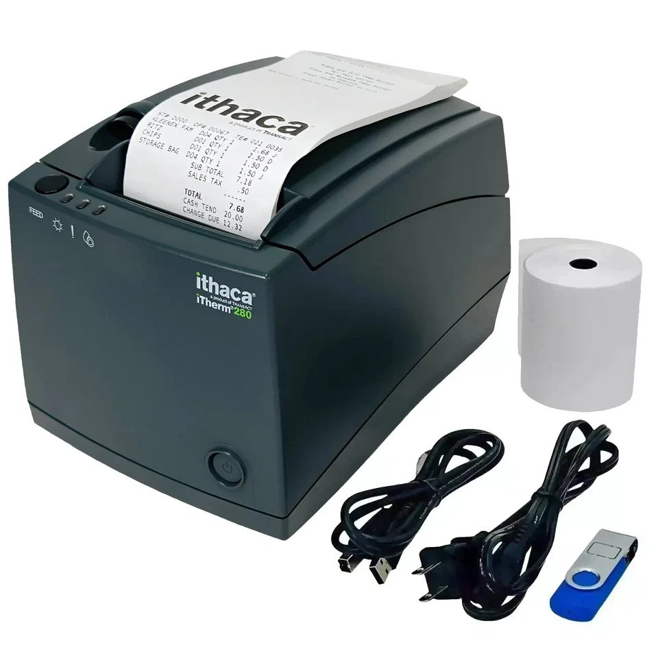 BUNDLE TransAct Ithaca iTherm 280 Thermal POS Receipt Printer USB Ready to Print - Image 1 of 4