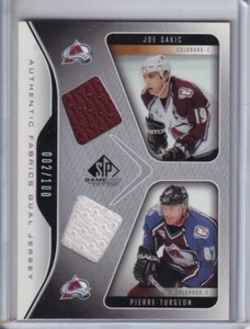 2006-07 SP Game Used Authentic Fabrics Dual Turgeon / Sakic JERSEY 002/100
