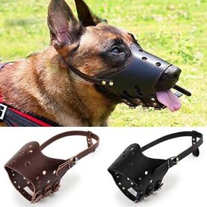 Soft Leather Muzzle for Dogs Anti-Biting Secure Adjustable and Breathable Muzzle
