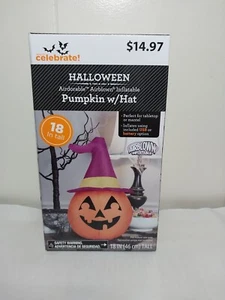 GEMMY AIRDORABLE SOPLADO POR AIRE INFLABLE SOMBRERO DE BRUJA CALABAZA 18 PULGADAS NUEVO - Imagen 1 de 4