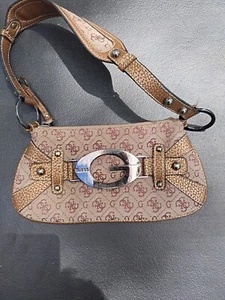 Sac à bandoulière vintage Y2K Big G toile monogrammée simili cuir bronze clouté - Photo 1 sur 4