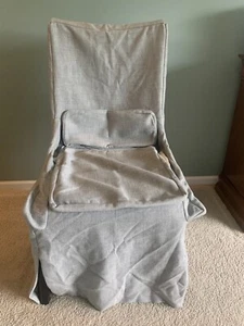 $615 Restoration Hardware Slipcover For Belgian Slope Arm Side Chair Weave Fog - Picture 1 of 10