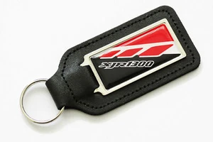 XJR 1300 Red & White Leather Keyring Key Fob for Yamaha XJR1300 1999-2000 Keys - Picture 1 of 2