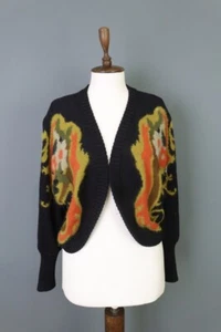 Mondi Vintage Cardigan Sweater Size 40  / L Wool Angora Knit Flroal - Picture 1 of 16