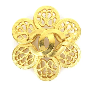 CHANEL Brooch Coco Mark Flower Metal 95A CHANEL Ladies Accessory Auth 8222 - Picture 1 of 5