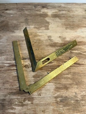 Lot d'instruments de mesure PIED DE ROY  équerre laiton XIX SIECLE COMPAS - Photo 1/4