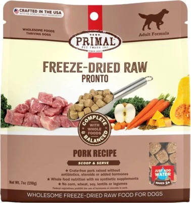 PRIMAL PET FOODS 7oz Primal Freeze Dried Raw Pronto Dog Food Pork Recipe