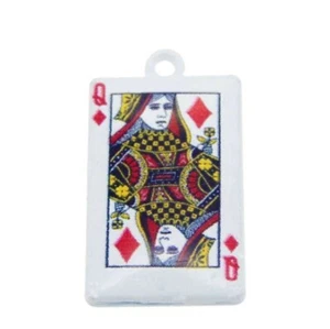 Queen of Diamonds Luxury Card Enamel DIY Metal Alloy Pendant Charm  - Picture 1 of 1