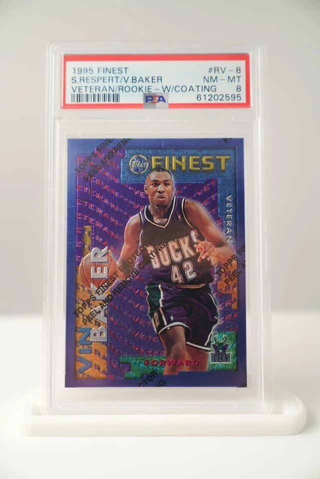 1995 Topps Finest Rookie/Veteran - Vin Baker & Shawn Respert #RV-8  w/peel PSA 8 - Image 1 of 2