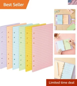 6 Colorful A6 Lined Refill Paper Pack - Perfect for Students and Professionals - Picture 1 of 11