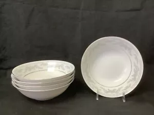 China, Bowls, Somerset by Excel, Floral Blue Tones w/Silver Accents, Set of 5 - Picture 1 of 9