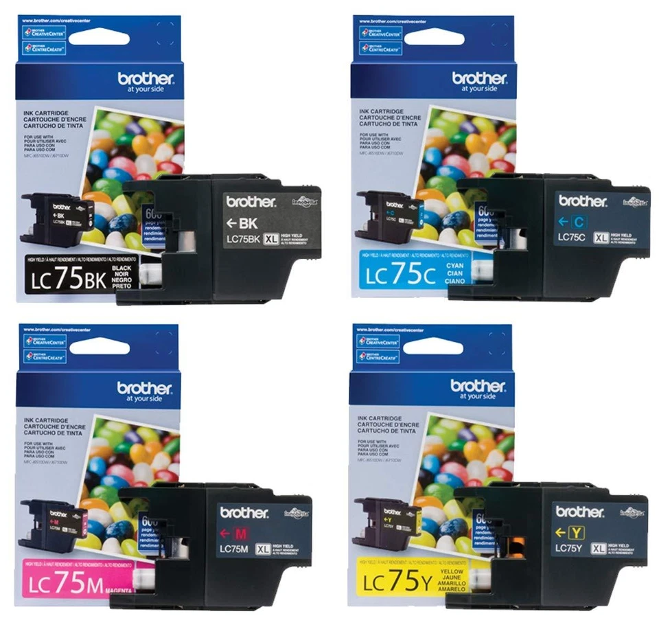 GENUINE Brother LC75 Ink Cartridge 4 Pack for MFC-430W MFC-J825DW MFC-J835W  - Image 1 of 1
