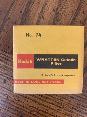 NOS Wratten  Kodak No 74  Filter 2x2 inch (50mm)  Gelatin RARE - Image 1 of 2
