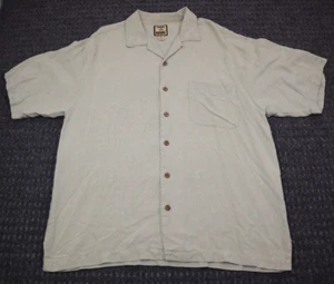 Tommy Bahama 100% Silk Casual Button Up Shirt Men's Size L Green Chest Pocket - Picture 1 of 13