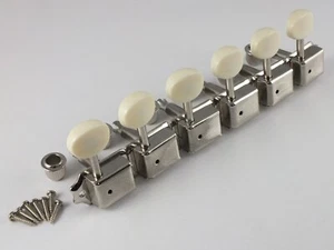 VINTAGE MASCHINENKÖPFE 6 Inline CREME OVALE TUNER KNÖPFE 8 mm oder 10 mm Löcher - Bild 1 von 11