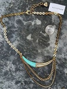 Collar de latón SILPADA cadena multi-hebra nuevo con etiquetas color costero KRN0045 turquesa - Imagen 1 de 1