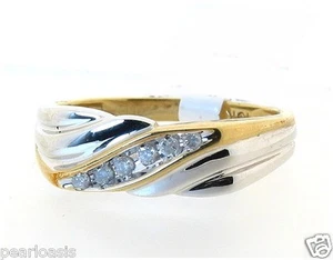 Men's Diamond Band, 0.14 Ct, 10K White/Yellow GOLD, Size 9.5, Weight 4.2 Grams - Picture 1 of 3