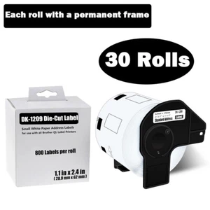 30 ROLLS DK-1209 Barcode Labels Compatible with Brother QL-500 QL-1050 QL-1100 - Picture 1 of 11
