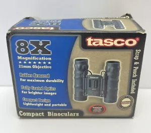 Tasco 165RB 8x21mm Binoculars Black Compact Rubber Armored Folding W/ Case New - Picture 1 of 4