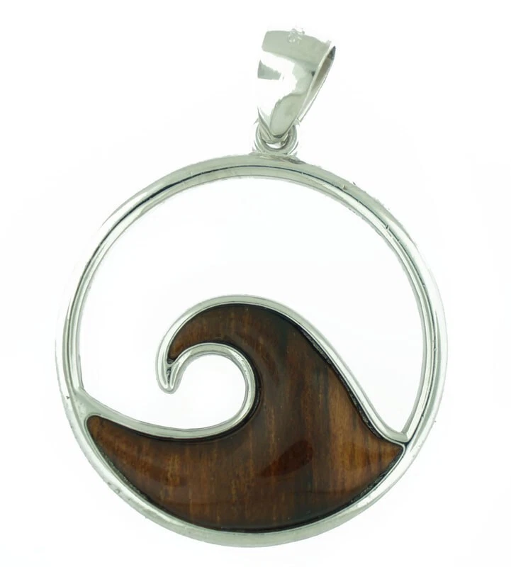 925纯银天然夏威夷可木吊坠-海浪 — 第 1/1 张图片